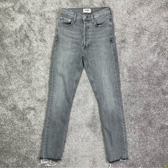 Agolde Nico Jeans Women’s 24 Gray Ankle Skinny High Rise Button Fly Stretch - Picture 1 of 13